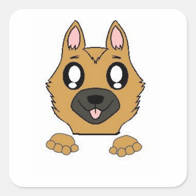 Cartoon Quadratischer Aufkleber (Vorderseite)