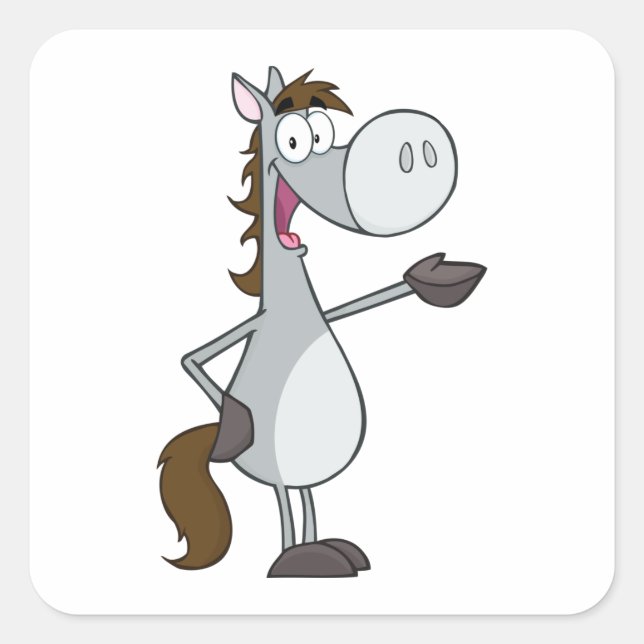 Cartoon Quadratischer Aufkleber (Vorderseite)