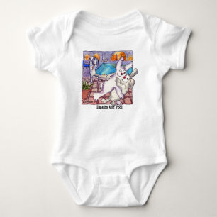 Cartoon Rabbits "Dips by Pool" Baby Strampler