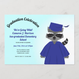 Cartoon Raccoon Blue Cap Garni Abschluss Einladung