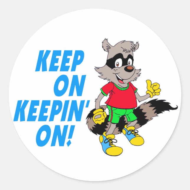 Cartoon Raccoon Runder Aufkleber (Vorderseite)