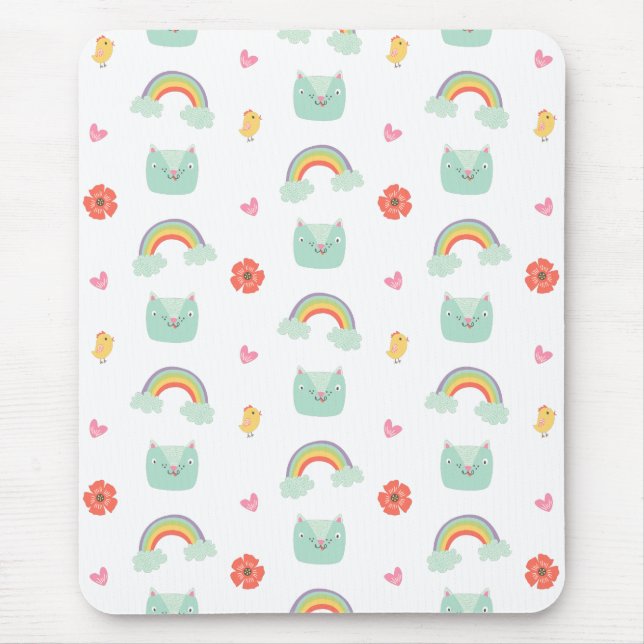 Cartoon Rainbow Cat Pattern Mousepad (Vorne)