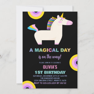Cartoon Rainbow Unicorn Einladung zum Geburtstag