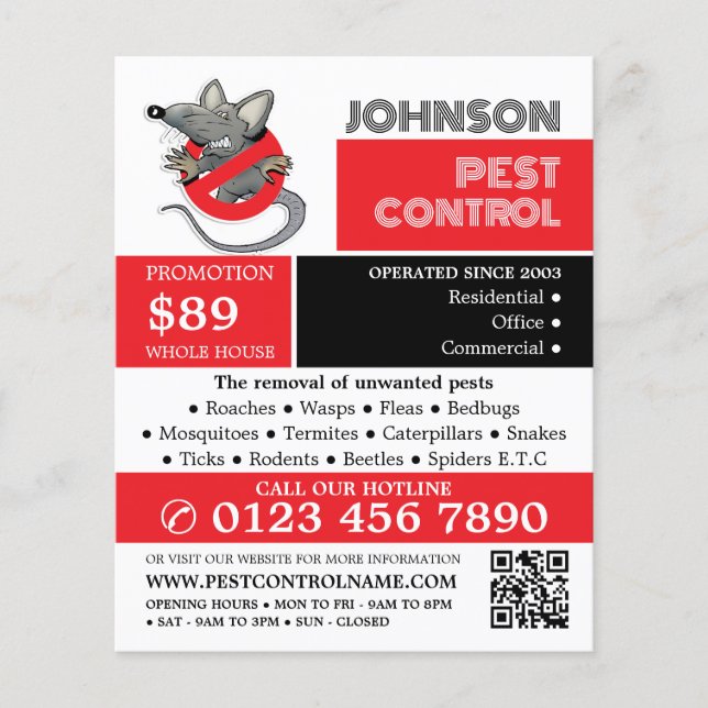 Cartoon Rat Logo - Werbung für Schädlinge und Kont Flyer (Vorne)