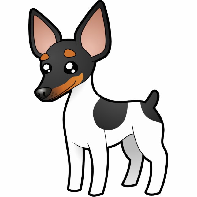 Cartoon-Ratten-Terrier/Spielzeugfox-Terrier Fotoskulptur Magnet (Vorne)