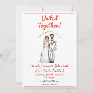 Cartoon Red Couple Foto Personalisiert Hochzeit Einladung
