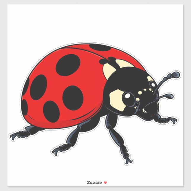 Cartoon Red Ladybug Cute Insect Character Aufkleber (Blatt)