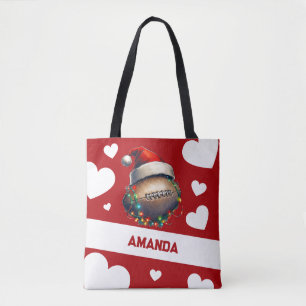Cartoon Red Merry American Football Name Tasche