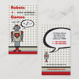 Cartoon Red Retro Robot Niedlich Kids Boy Visitenk Visitenkarte