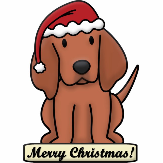 Cartoon Redbone Coonhound-Weihnachtsverzierung Fotoskulptur Ornament (Vorne)