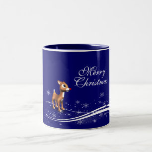 Cartoon Reindeer Christmas Zweifarbige Tasse