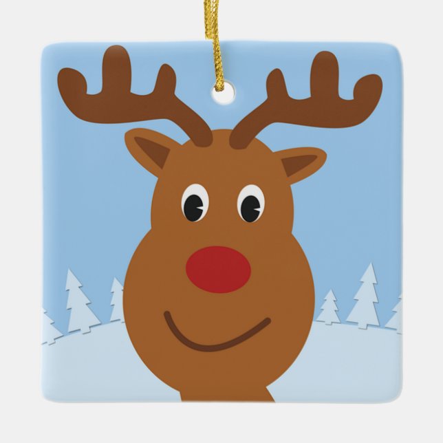 Cartoon Reindeer Keramikornament (Vorderseite)