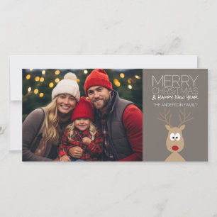 Cartoon Reindeer mit frohen Weihnachten und Foto