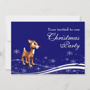 Cartoon Reindeer Weihnachtsfest Party Einladung