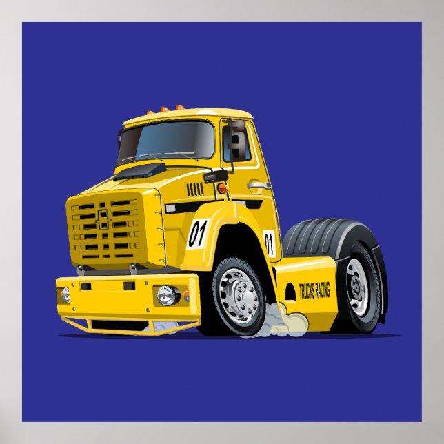 Cartoon-Renntruck Poster (Vorne)