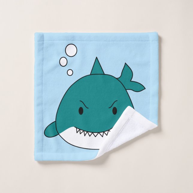 Cartoon Requin Bleu Et Blanc (Gant de toilette)