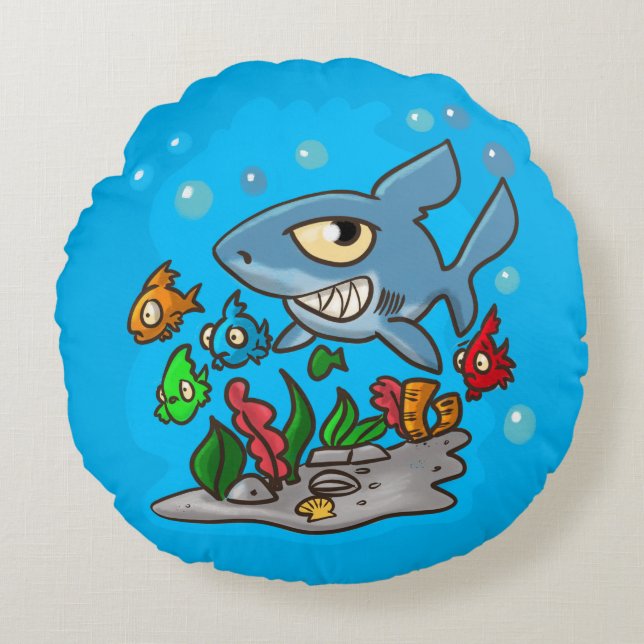 Cartoon requins autour du coussin (Devant)