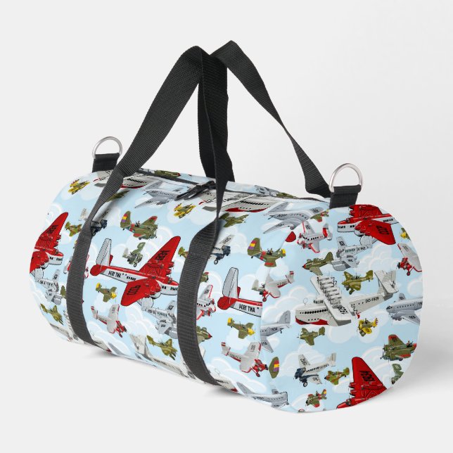 Cartoon retro airplanes duffle bag (Linke Seite)