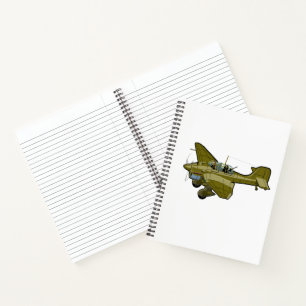Cartoon retro bomber notizbuch