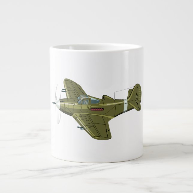 Cartoon-Retro-Flugzeug Jumbo-Tasse (Vorderseite)