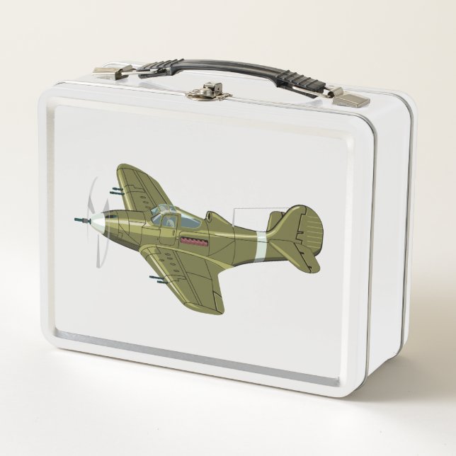 Cartoon-Retro-Flugzeug Metall Brotdose (Vorderseite)
