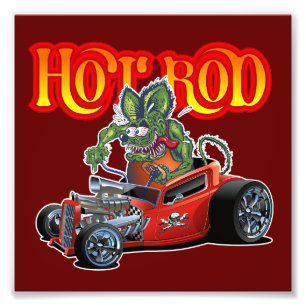 Cartoon Retro-frisierte Auto Fotodruck
