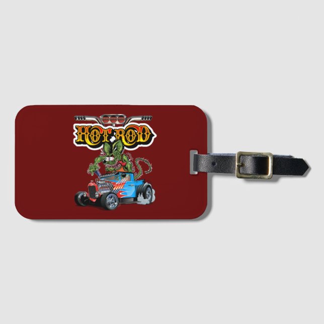Cartoon Retro-frisierte Auto Gepäckanhänger (Vorderseite (Horizontal))