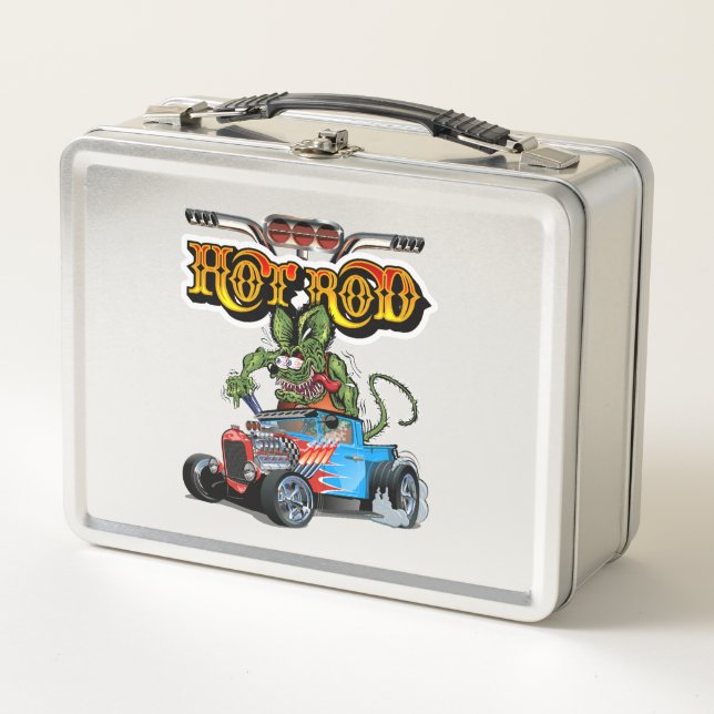 Cartoon Retro-frisierte Auto Metall Brotdose (Vorderseite)