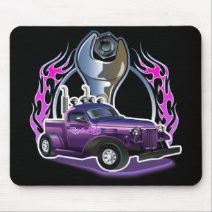 Cartoon Retro-frisierte Auto Mousepad