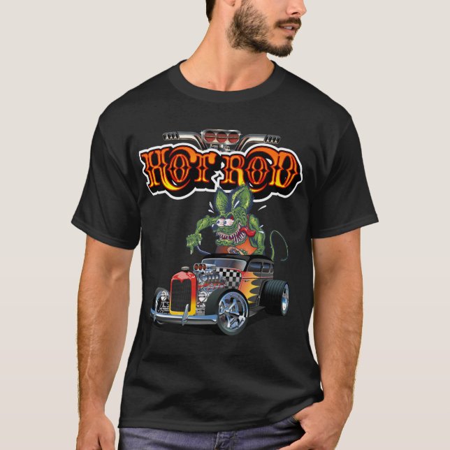 Cartoon Retro-frisierte Auto T-Shirt (Vorderseite)