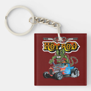 Cartoon-Retro-Hot-Rod Schlüsselanhänger