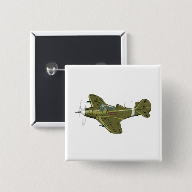 Cartoon-Retro-Kämpfer Flugzeug Button (Vorne & Hinten)