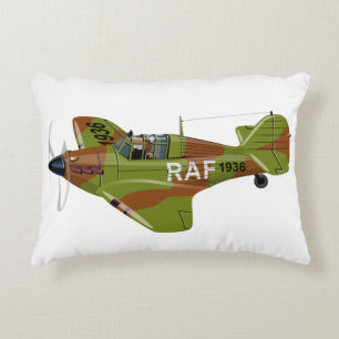 Cartoon-Retro-Kämpfer Flugzeug Dekokissen