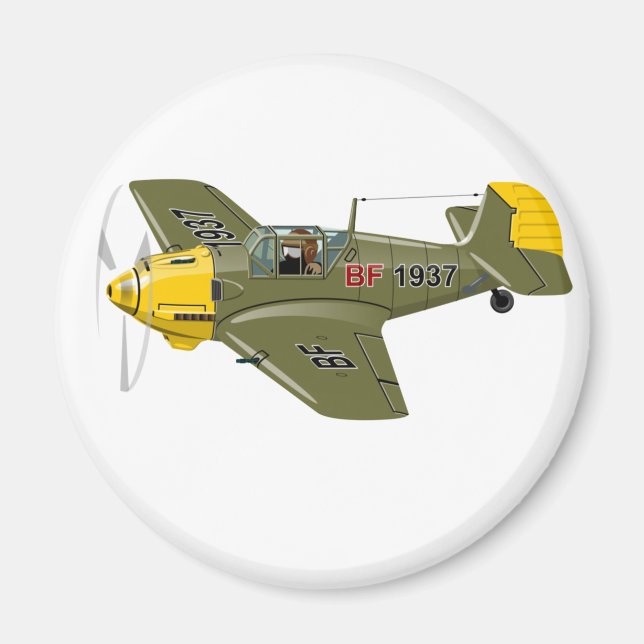 Cartoon-Retro-Kämpfer Flugzeug Magnet (Vorne)