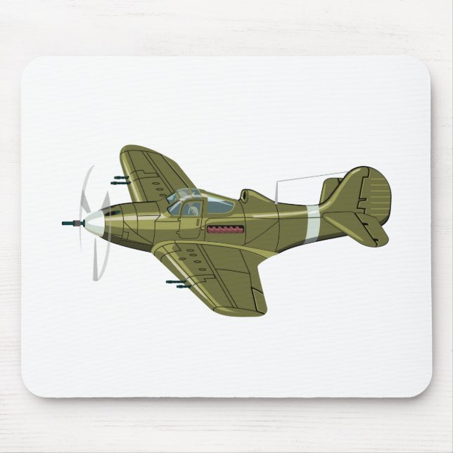 Cartoon-Retro-Kämpfer Flugzeug Mousepad (Vorne)