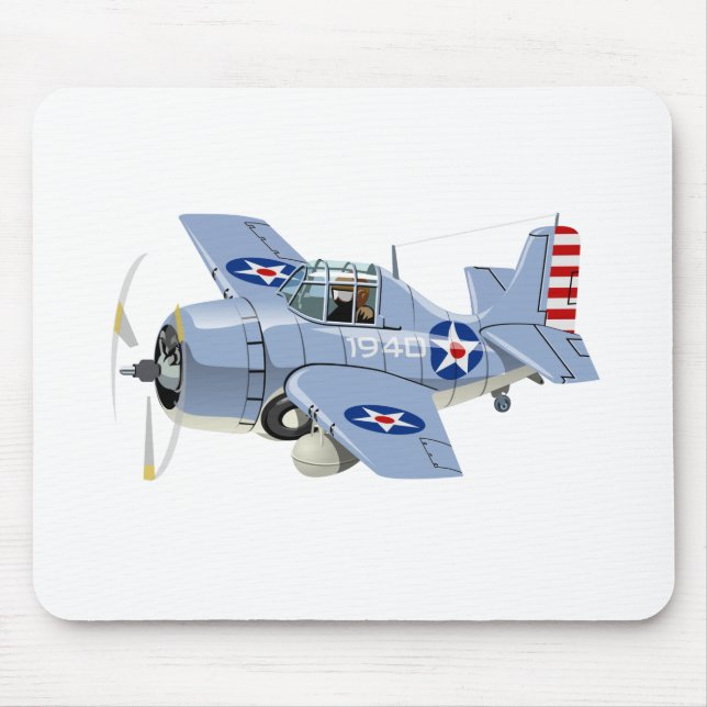 Cartoon-Retro-Kämpfer Flugzeug Mousepad (Vorne)