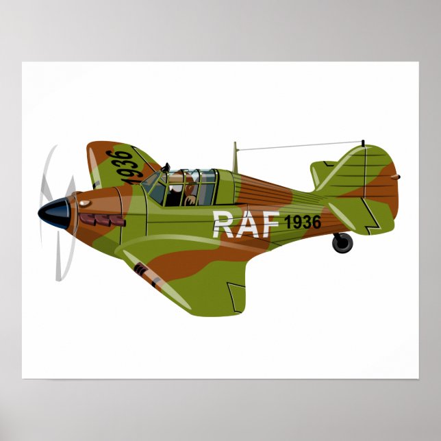Cartoon-Retro-Kämpfer Flugzeug Poster (Vorne)