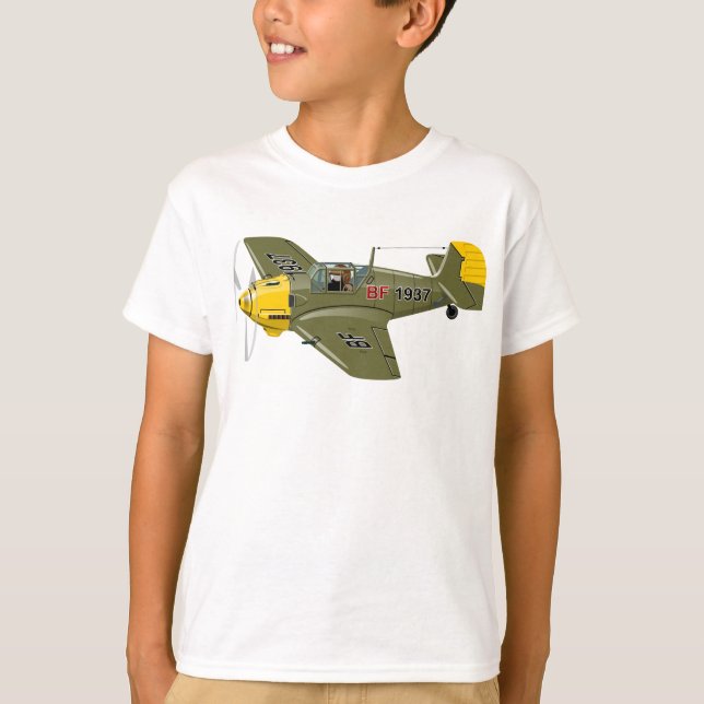 Cartoon-Retro-Kämpfer Flugzeug T-Shirt (Vorderseite)