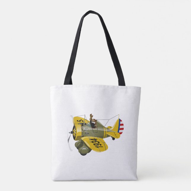 Cartoon-Retro-Kämpfer Flugzeug Tasche (Rückseite)
