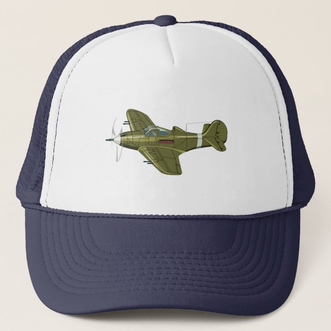 Cartoon-Retro-Kämpfer Flugzeug Truckerkappe (Vorderseite)