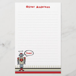 Cartoon Retro Robot Niedlich Kids Junge Geburtstag Briefpapier