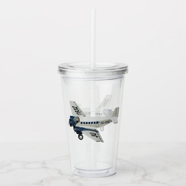 Cartoon-Retroflugzeug Acryltrinkbecher (Vorderseite)