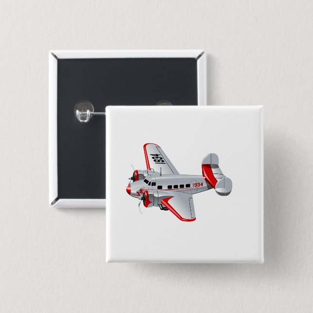 Cartoon-Retroflugzeug Button (Vorne & Hinten)