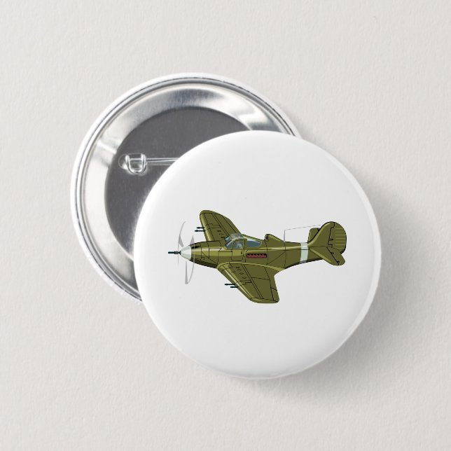Cartoon-Retroflugzeug Button (Vorne & Hinten)