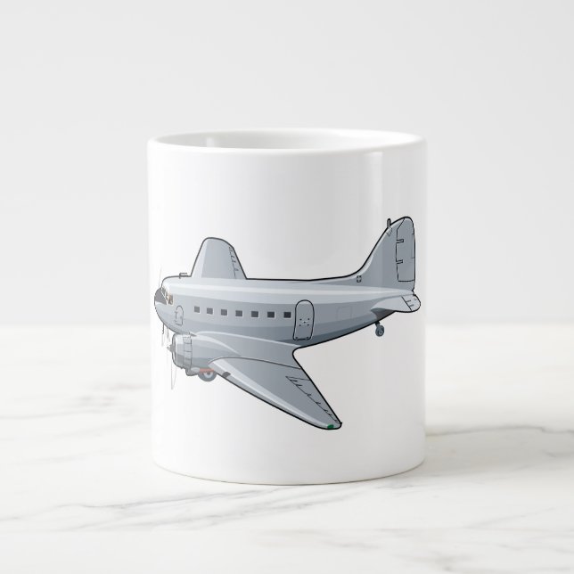Cartoon-Retroflugzeug Jumbo-Tasse (Vorderseite)
