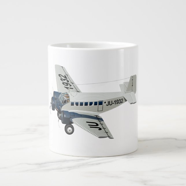 Cartoon-Retroflugzeug Jumbo-Tasse (Vorderseite)