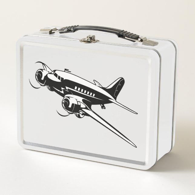 Cartoon-Retroflugzeug Metall Brotdose (Vorderseite)