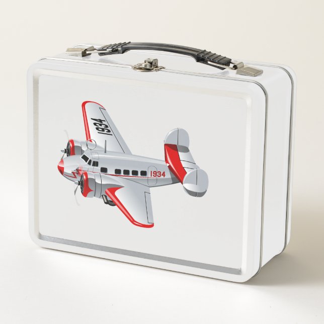 Cartoon-Retroflugzeug Metall Brotdose (Vorderseite)