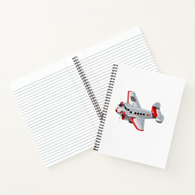 Cartoon-Retroflugzeug Notizbuch (Innenseite)