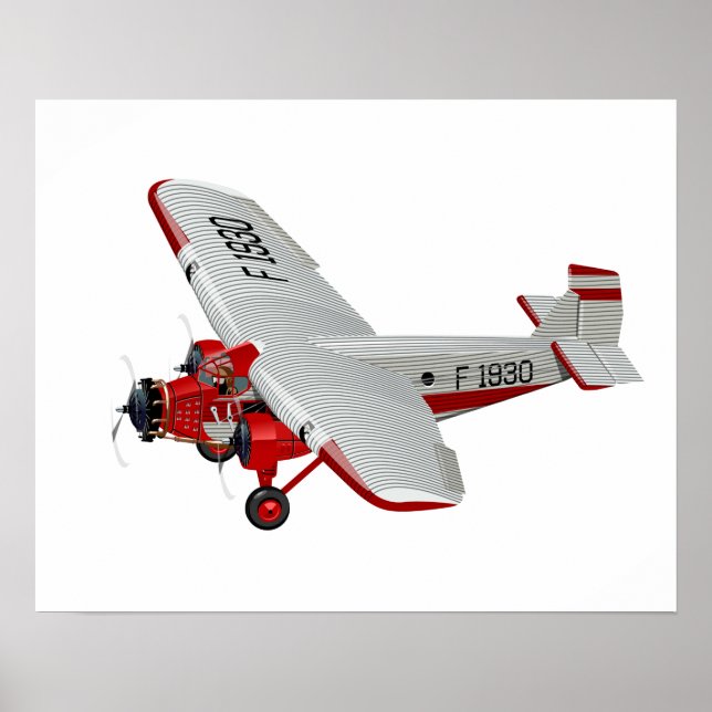 Cartoon-Retroflugzeug Poster (Vorne)